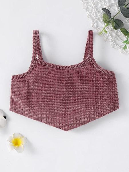 

baby velvet asymmetrical hem cami she, Blue