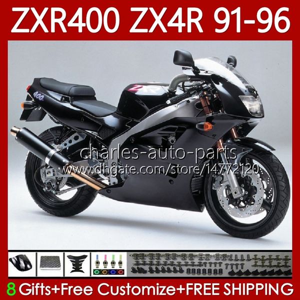 Corpi in ABS per KAWASAKI NINJA ZXR Nero lucido 400 CC 400CC 1991 1992 1993 1994 1995 1996 Carenatura 138No.51 ZX4R ZXR-400 Carrozzeria ZX 4R ZXR400 91 92 93 94 95 96 Kit carenatura