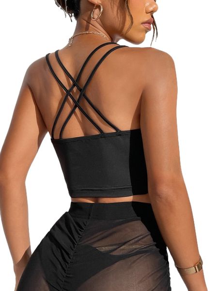 

criss cross shirred cami k9mh#, White