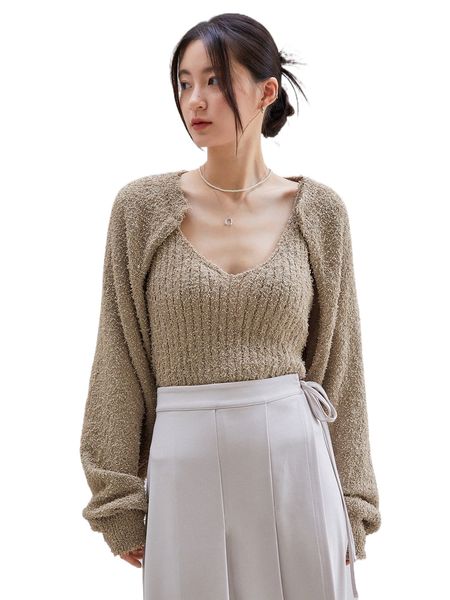 

dazy-less raglan sleeve duster crop cardigan & knit c0gq#, White;black