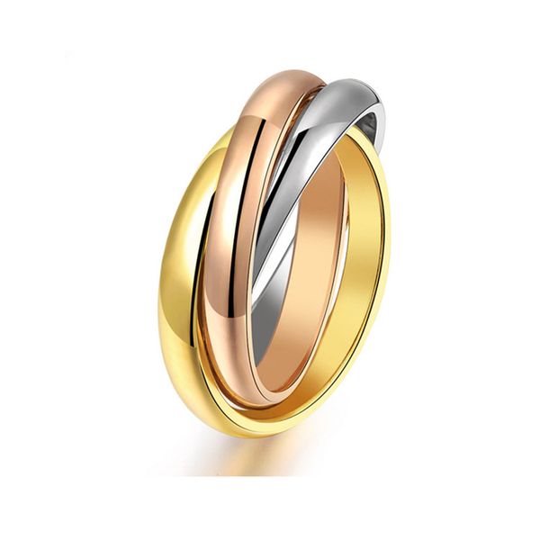 

three rings threes color golds ringss female gold plated index finger ring ring ringsss titanium steel does not fade versatile jewelry produ, Golden;silver