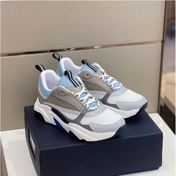 

b22 sneaker designer casual shoes women men grey technical mesh calfskin vintage chunky sneakers runner trainers homme shoebreflective, Black
