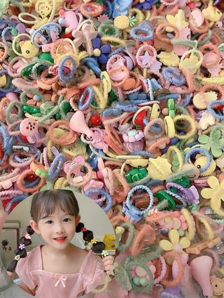 

100pcs mini hair elastics ties ponytail holders hairbands, Slivery;white