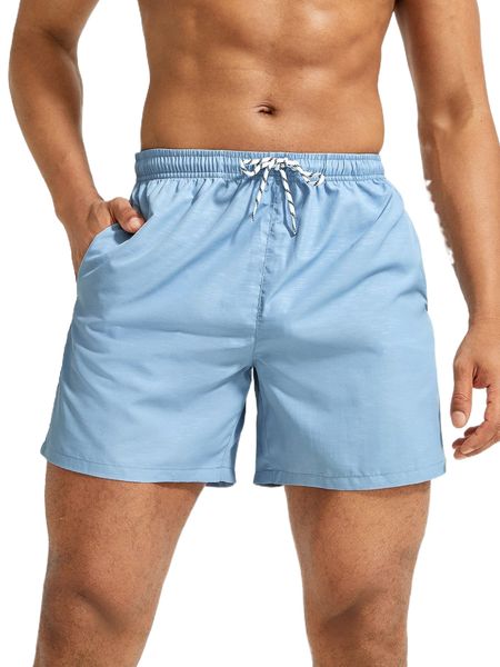 

men drawstring waist slant pocket sports shorts k3zu#, White;black