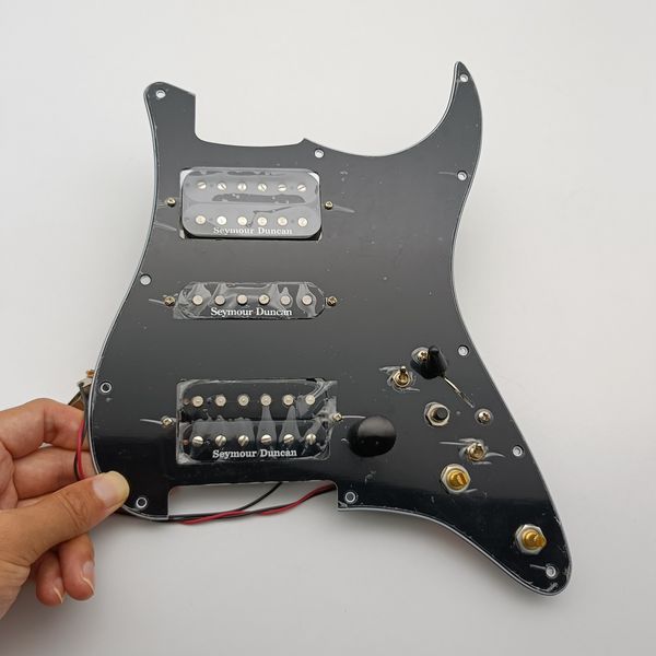 Upgrade Loaded HSH Black Pickguard Set Multifunktionsschalterkabelbaum Seymour Duncan TB-4 Pickups 7-Wege-Kippschalter für ST-Gitarre