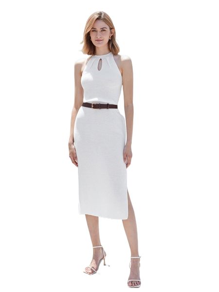

motf premium linen sweater dress without belt q2g6#, White;black