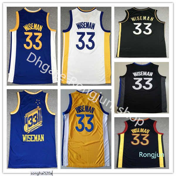 Stitched Men Basketball James 33 Wiseman Maglie 2021 New City Giallo Blu Navy Bianco Nero Oro Camicie Maglie High Q