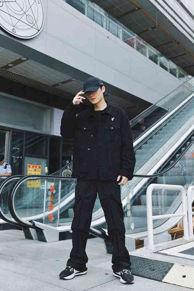 

off style white 2022 autumn winter new ow back arrow casual lapel denim et, Black