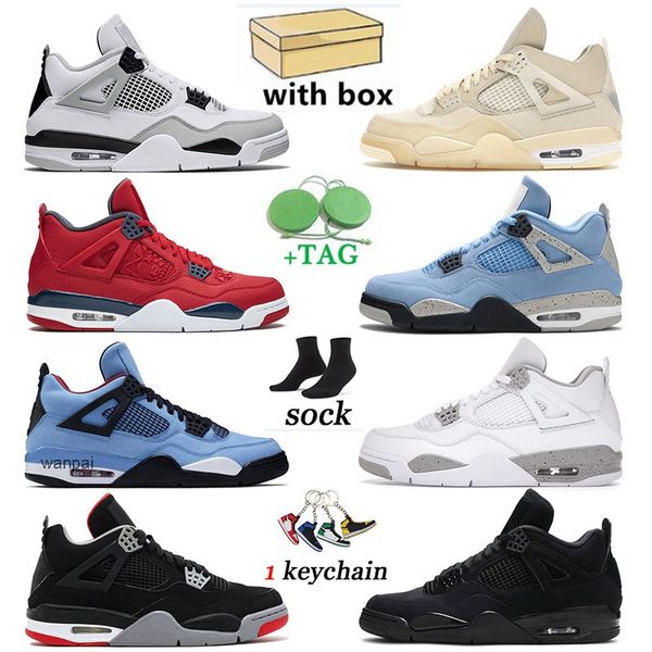 

with box 4s basketball shoes jumpman 4 trainers military black cat cactus jack off sail new bred designer sneakers white mens