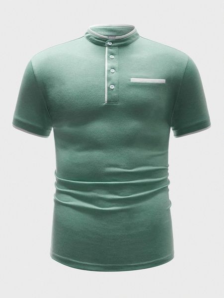 

men mock neck contrast binding polo shirt t6yv#, White;black