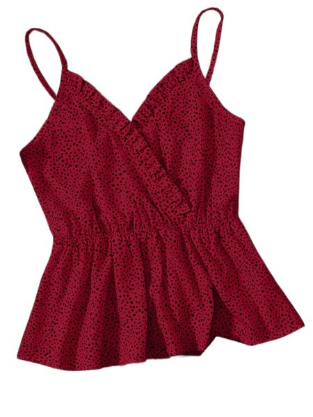 

allover print frill trim cami n8de#, White