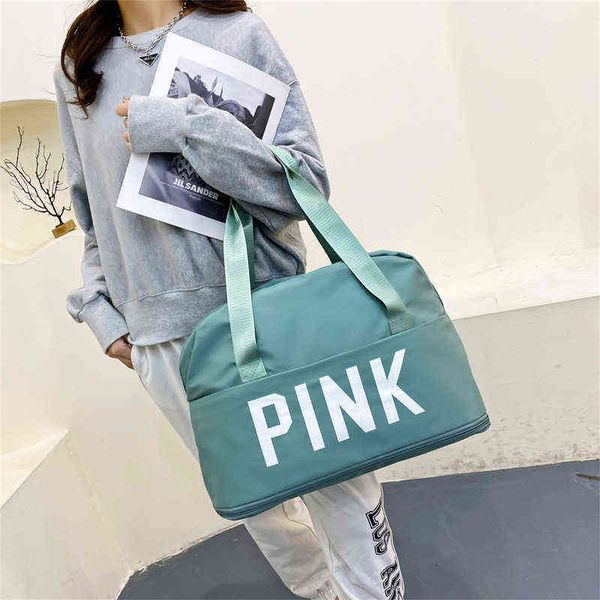 

large capacity travel bag dry wet separation fitness oxford waterproof luggage pink sports waiting for delivery storage