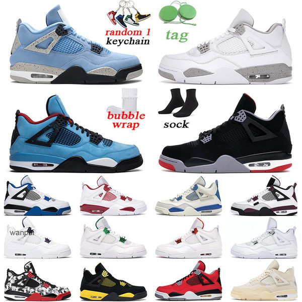 

men women 4s basketball shoes black cat university blue fire red white oreo bred outdoor mens trainer
