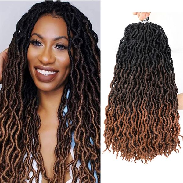 

18 inch gypsy locs crochet hair 24 stands/pack synthetic goddess locs raiding hair extensions ls18, Black