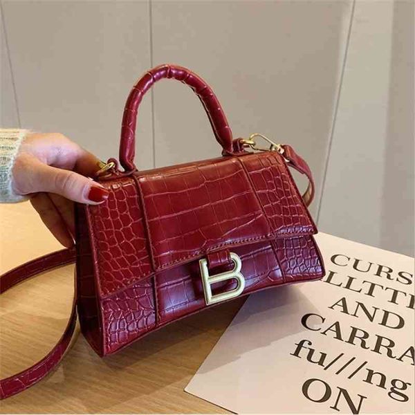 

2022ss italy balencigas's hourglass designer bag b-button 2022 net red same leather crocodile pattern women's portable one shoulde
