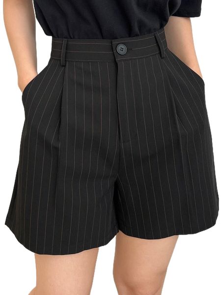 

dazy high waist pinstriped print shorts 96fq#, White;black