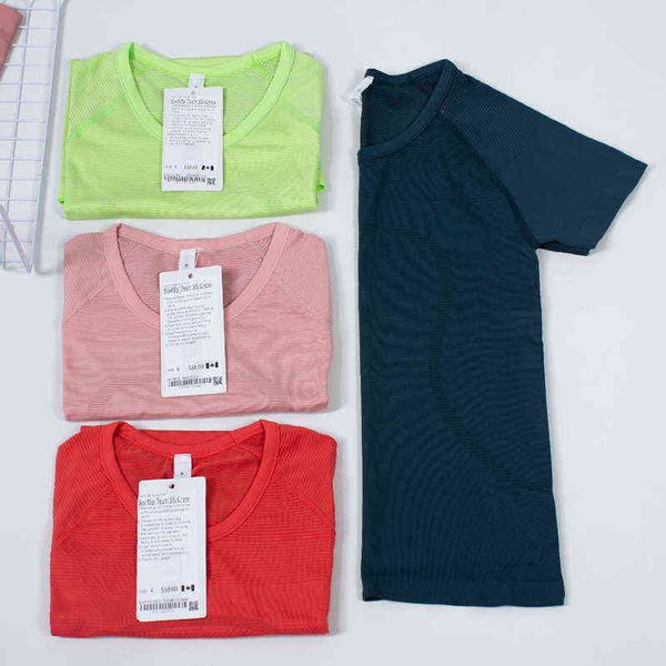 

lulu classic tight yoga t shirts brand short sleeve women gym fitness sportswear vest workout sport t-shirts sports wear lu tees 1x11, White