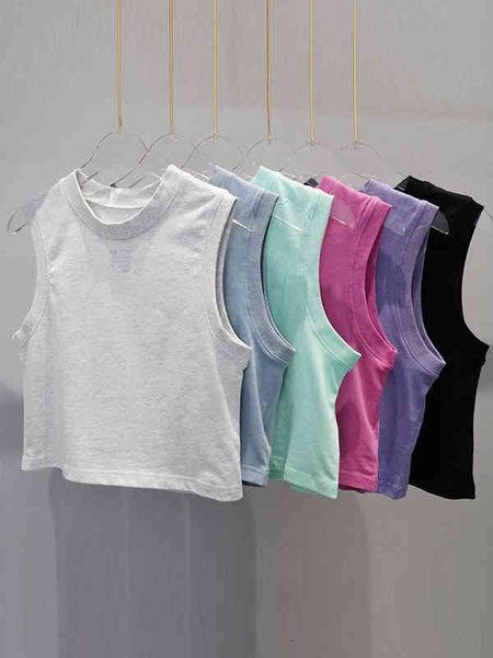 

women's t-shirt aw cotton versatile slim fit vest female minority spring summer sleeveless round neck t-shirt printed short top, White