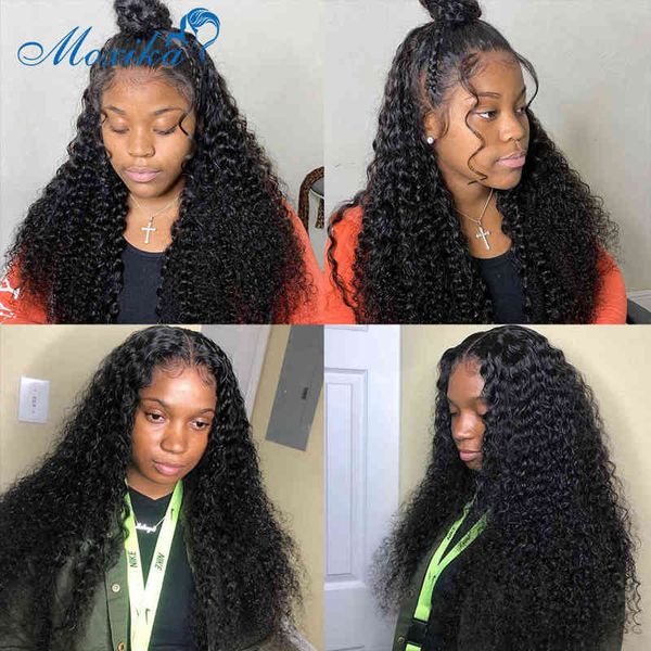 

13x4 kinky curly lace front human hair wigs frontal 220622, Black