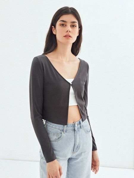 

motf eco recycled polyester cropped ribbed t-shirt m28x#, White