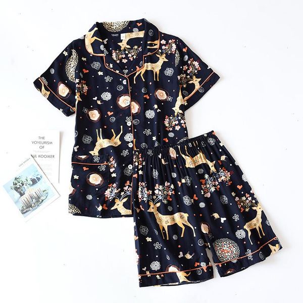 

summer news pijama mujer thin womens sleepwear section short-sleeved shorts large floral print pajamas home service ladies for women, Black;red