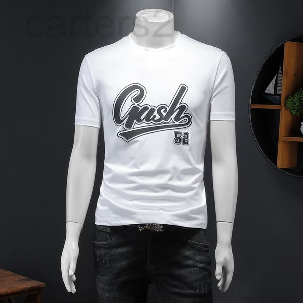 

men's t-shirts designer 2022 summer european mercerized cotton printed t-shirt fake mold loose wear to 200kg-h112760 ts7c2022, White;black