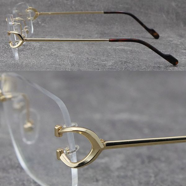 Óculos de sol C Decoração Metal Rimless Quadrado Quadros Mulheres Óculos 0344O 001 M C57G23AK Quadro 18K Ouro Óptico Masculino e Feminino Moda Eyewear