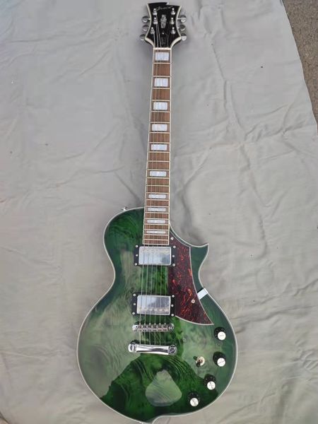 

electric guitar 6-string green body silver accessories level guitar support to customize all guitars order and ship