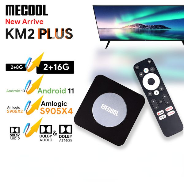 Mecool Android TV Box KM2 Plus 4K Amlogic S905X4 2G DDR4 Ethernet WiFi Multi-Streamer HDR TVBox Home Media Player Set Top Box