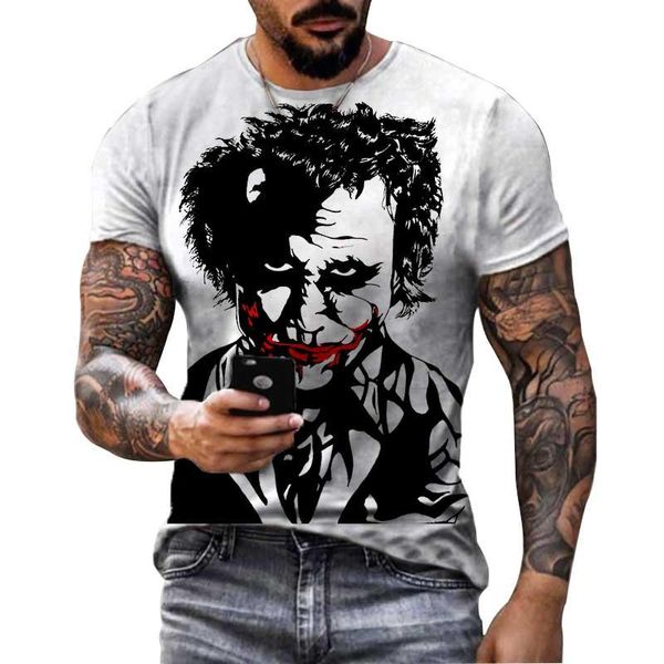 Erkek Tişörtler Karanlık Palyaço 3D Baskılı T-Shirt Erkekler ve Kadınlar Sokak Hip-Hop Komik Traend Büyük Boy Yuvarlak Boyun Kısa Kollu T-Shirtmen