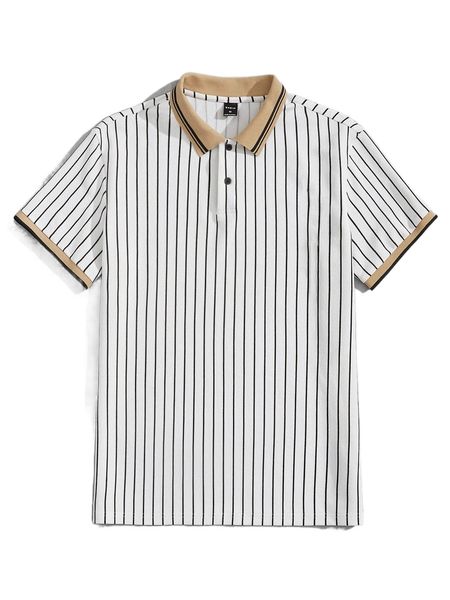 

men striped print polo shirt m29l#, White;black