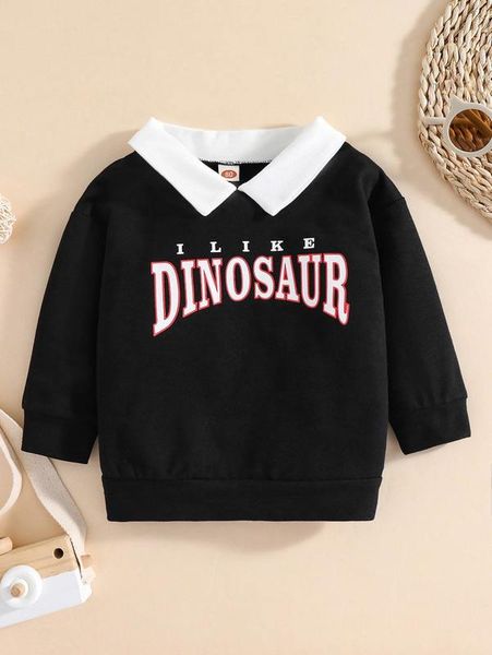 

baby letter graphic contrast collar pullover she, Black