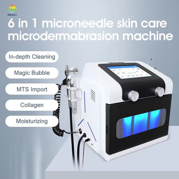 

2022 portable 6 in 1 hydra facials machine rf mts dermapen needles skin rejuvenation microdermabrasion