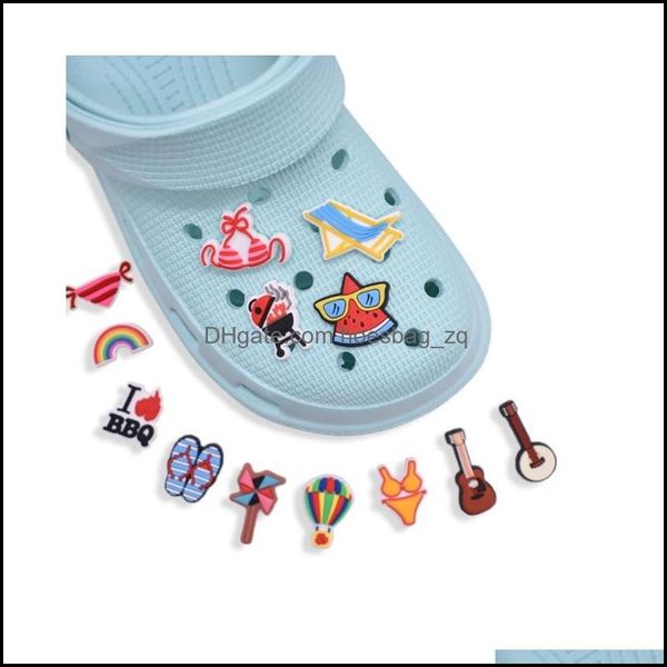 

shoe parts accessories shoes pvc charms shoecharms buckle fashion soft rubber for croc jibz music instrument guitar rainbow beach, White;pink