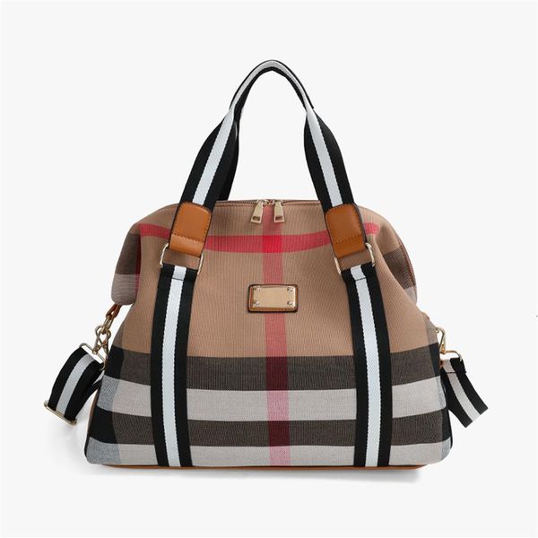 

handbag 2021 checked bag large capacity canvas travel single shoulder portable messenger contrast for men and women1846