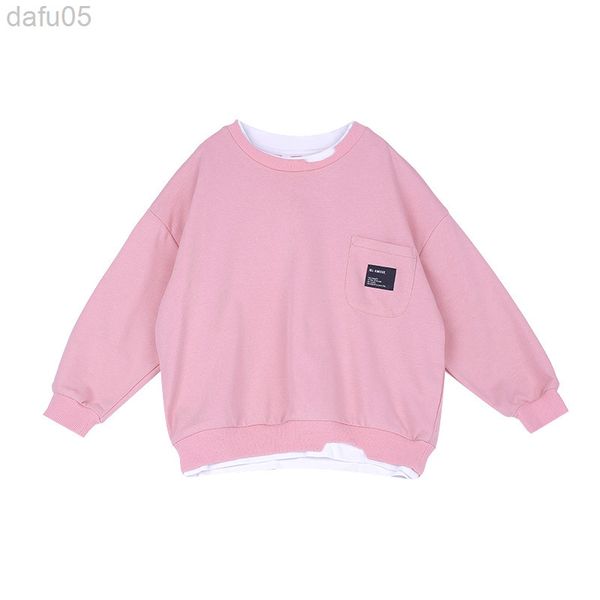 

new spring autumn boy sweatshirt teenager boys long sleeve sweater kids patchwork girls clothing l220808, Black