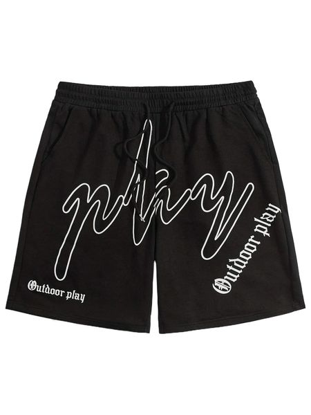

romwe guys letter graphic shorts f9oj#, White;black