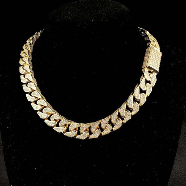 

pendant necklaces diamond cuban chain of 19mm, Silver