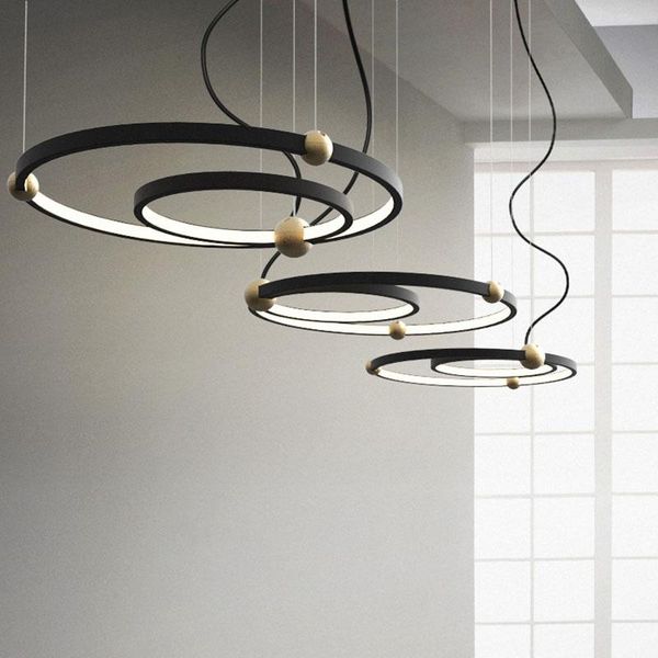 Lâmpadas pendentes simples Sala de jantar moderna Living Study Clothing Store Creative Art Circle ChandelierPenda