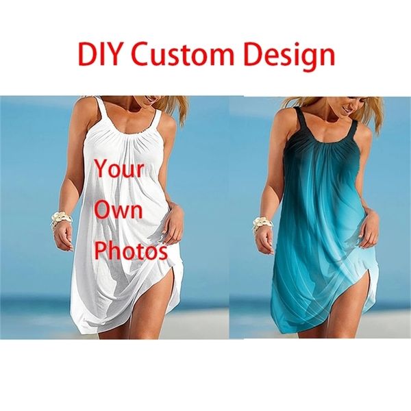 

summer beach dress diy custom design 3d printed elegant women dresses streetwear boho female girls oneck midi dresses 220609, Black