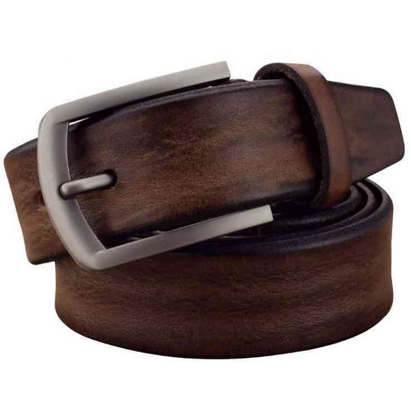 

luxury genuine leather men belt adjustable pin buckle belto2ax, Black;brown
