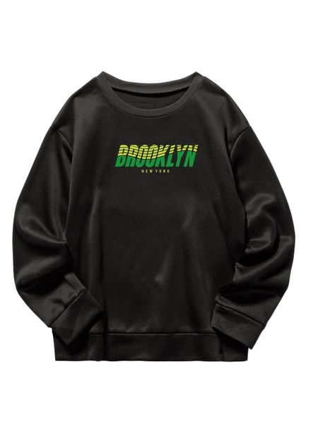 

letter graphic thermal lined sweatshirt g8on#, Black
