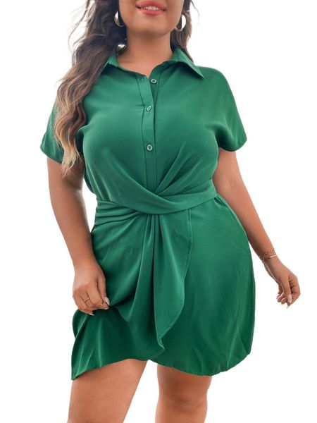 

plus batwing sleeve wrap cross tie back shirt dress z7zs#, Black