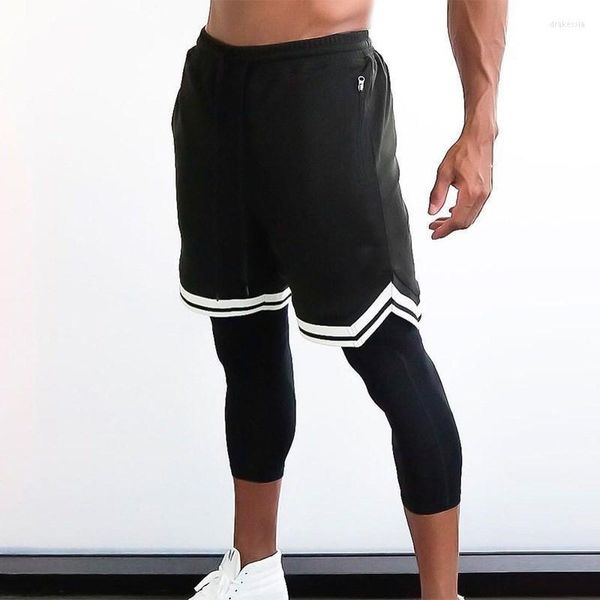 Herren-Shorts, Fitness, Sommer, Kordelzug, Reißverschlusstasche, Schwarz, Grau, Fitnessstudio, Training, Joggen, schnell trocknende Hosen, lässige lockere Jogginghose, Herren Drak22