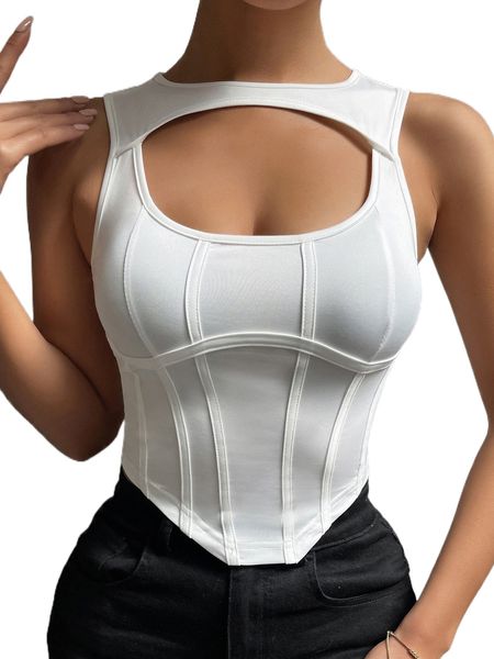 

cut out front hanky hem tank 12zg#, White