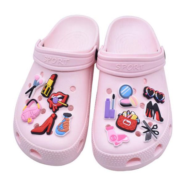 

fast delivery sport cartoon croc shoe charms custom pvc rubber croc charm for clog sandals kids gifts, White;pink