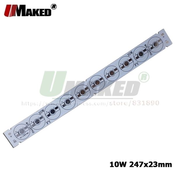 10W 247x23mm LED PCB 1/3 / 5W LED ad alta potenza LED Piastra di alluminun installata Base HeatSink Bar Striscia PCB per lampadina Aquarium Lampada luminosa FAI DA TE Y200917