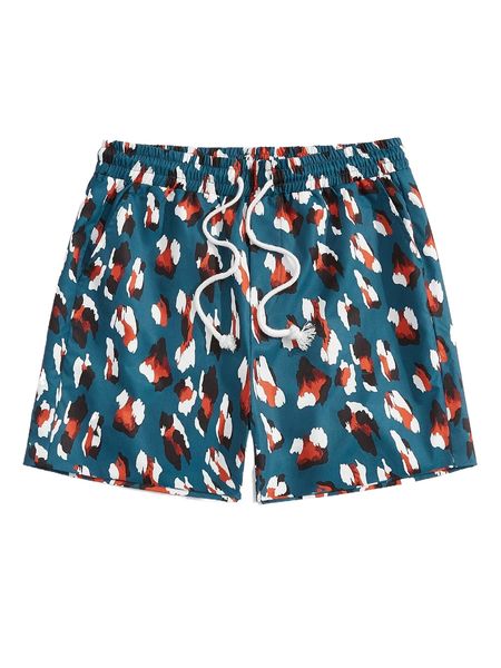 

men allover print drawstring waist shorts z5dr#, White;black