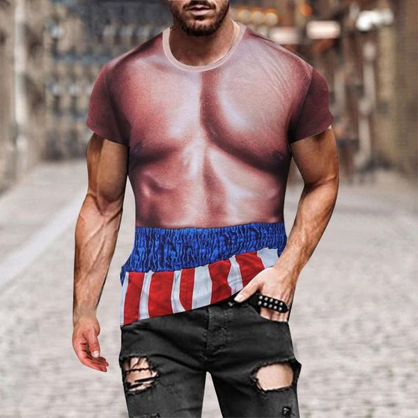 Männer T-Shirts Sommer T-shirt 3d Gedruckt Muskel Übergroßen Harajuku Jugend Mode Rundhals Kurzarm Top Camisa Masculina