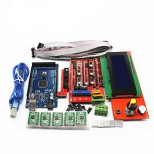 Integrierte Schaltkreise: 1 Stück Mega 2560 R3, 1 Stück RAMPS 1.4-Controller, 5 Stück A4988 Schritttreibermodul / RAMPS 1.4 2004, LCD-Steuerung für 3D-Drucker-Kit